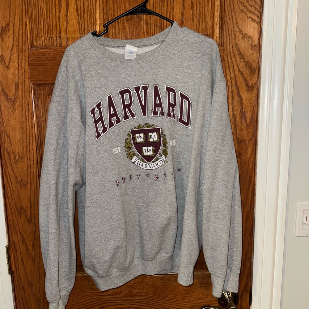 Gray Crewneck Sweatshirt with Maroon Lettering
